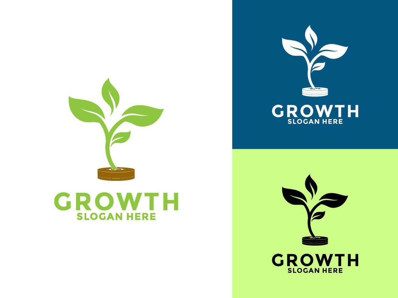 Finance invest logo icon. Dollar plant grow symbol. Growing seed Investment logo design template vector