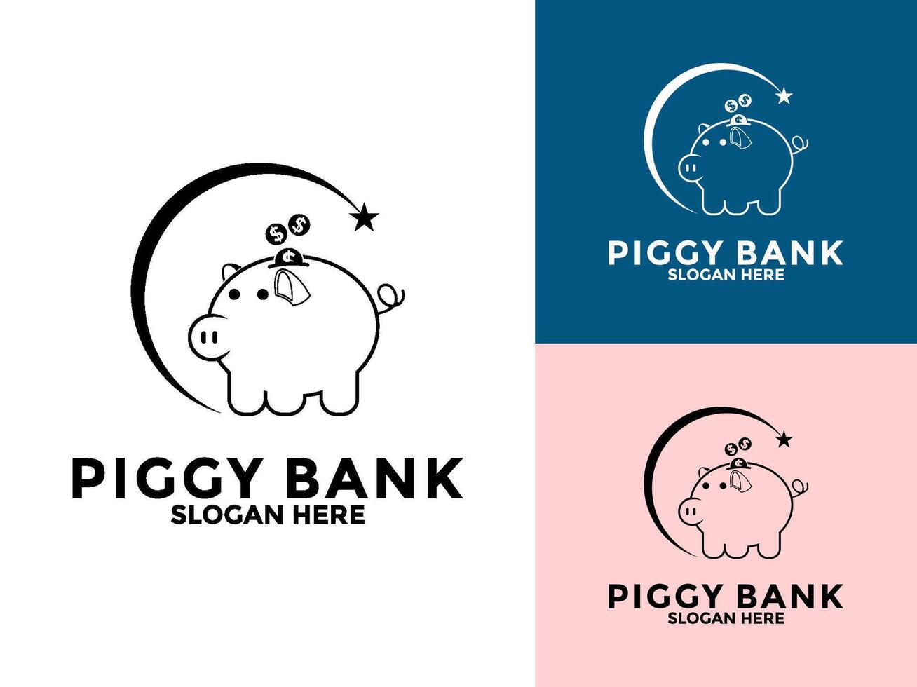 Piggy bank logo icon, savings and investment logo concept vector