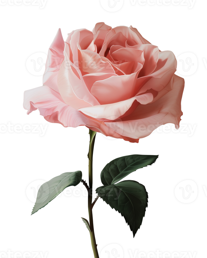 Elegant Pink Rose on Transparent Background in Realistic Style png