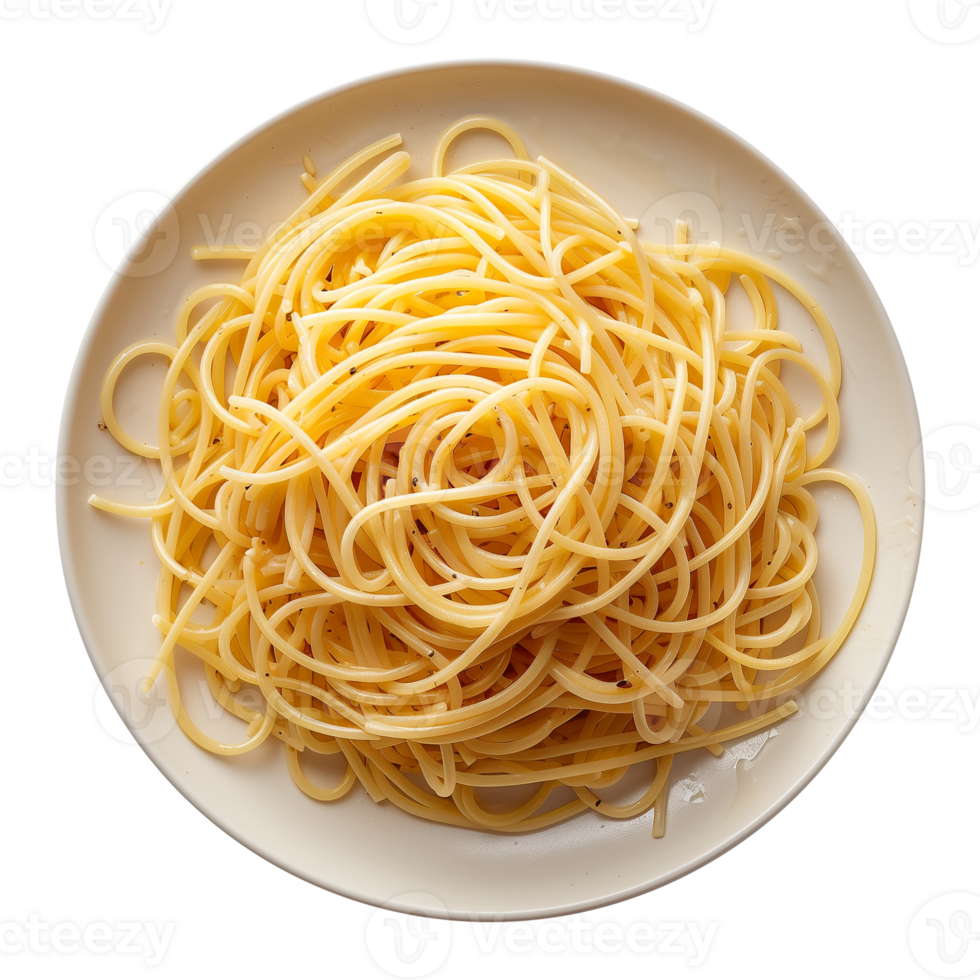 Plate of Plain Cooked Spaghetti on Transparent Background png