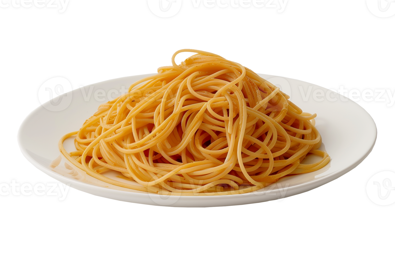 Side View of Plain Spaghetti on a White Plate png
