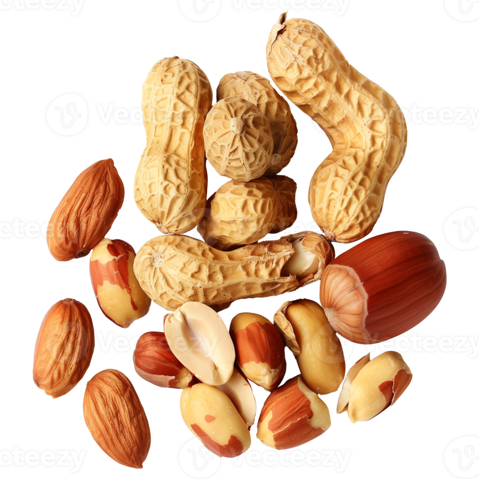 Assorted Peanuts with Shells on Transparent Background png