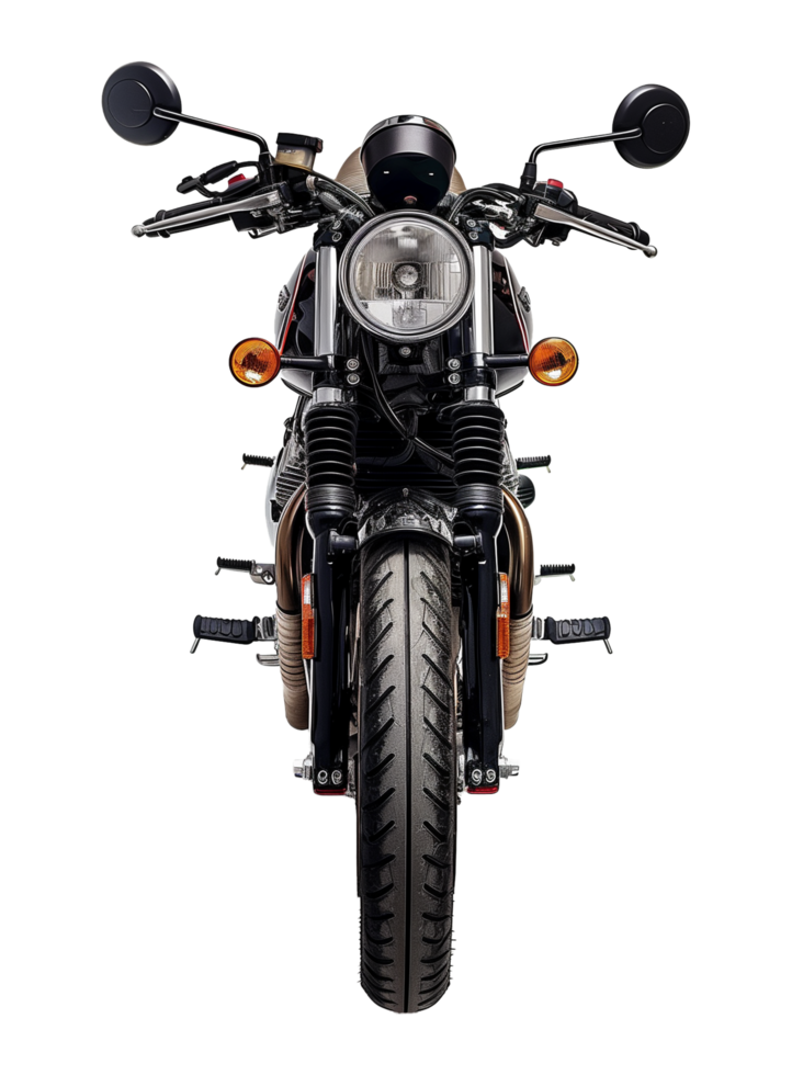 Front View of Classic Motorcycle on Transparent Background png