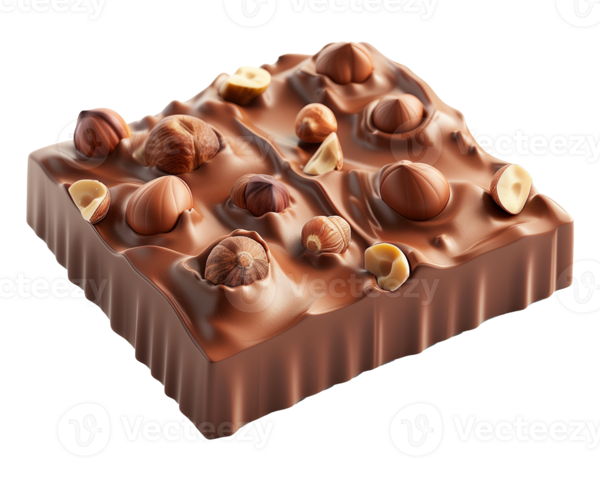 Square Shaped Chocolate Hazelnut Truffle on Transparent Background png