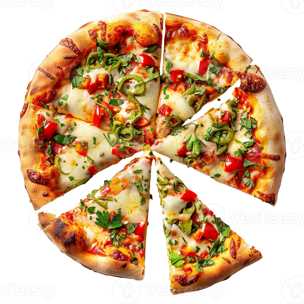 delizioso vegetariano Pizza con Mozzarella formaggio e verdure png