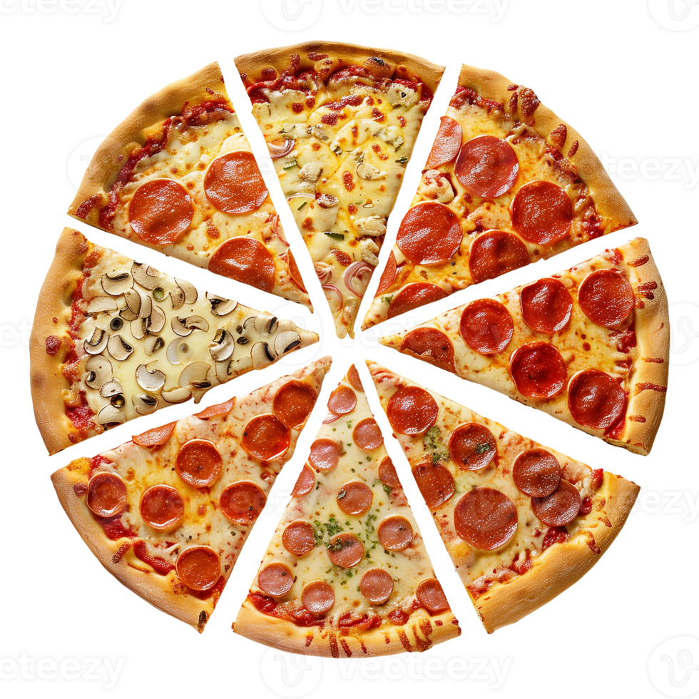 Delicious Pizza Party with Variety of Toppings Isolated on Transparent Background png
