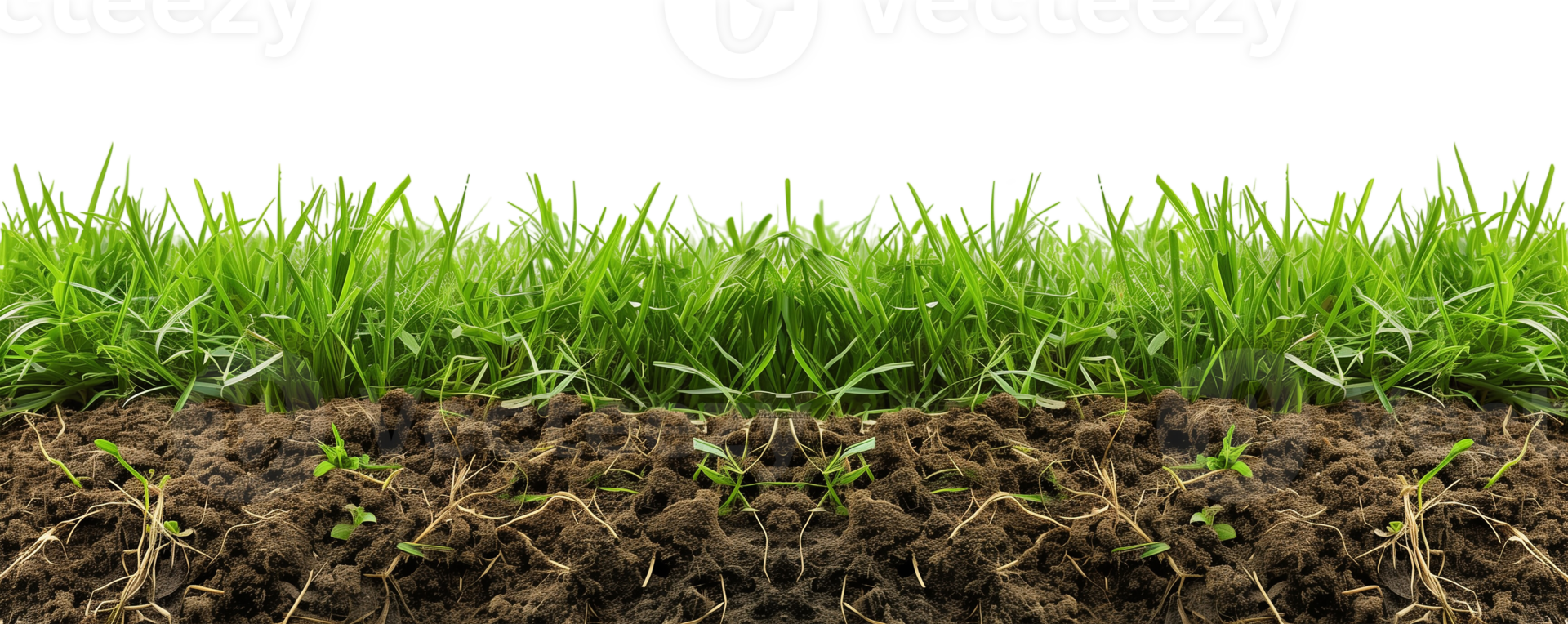 Cross Section of Grass from Soccer Field on Transparent Background png