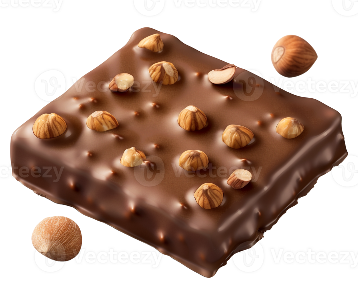 Square Shaped Hazelnut Chocolate Truffle On Transparent Background png