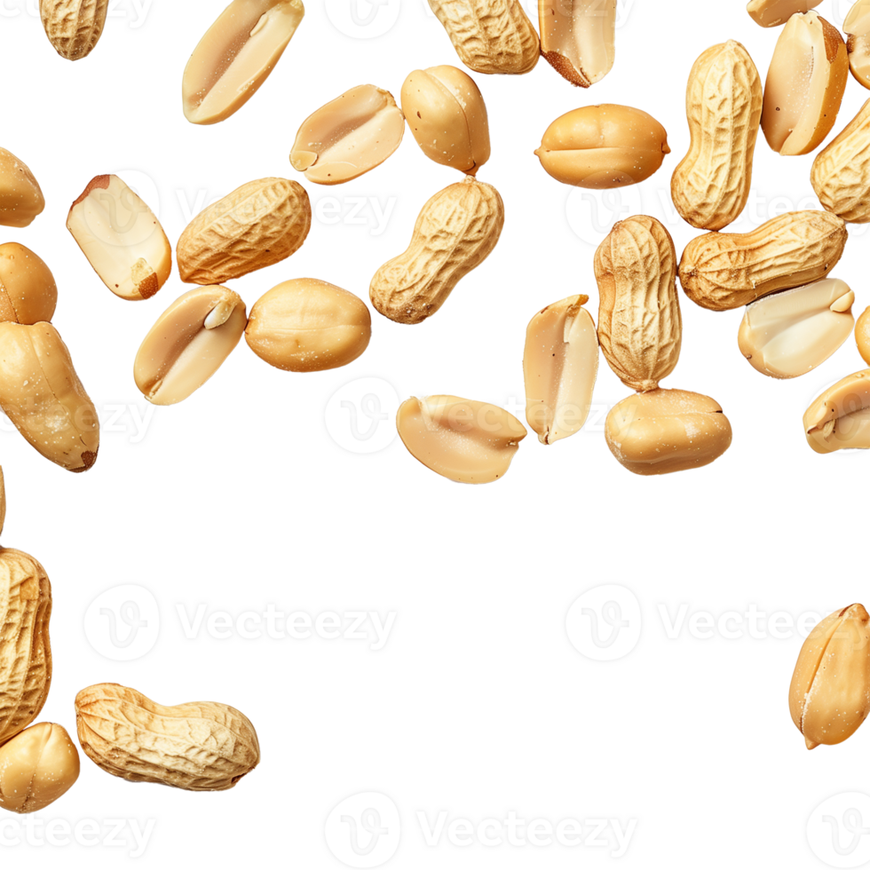 Shelled And Unshelled Peanuts On Transparent Background png