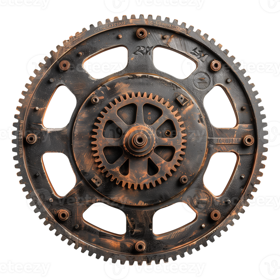 Rusty Metal Cogwheel On Transparent Background png