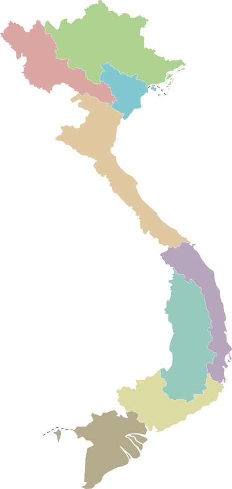 blank map of Vietnam with regions or territories and administrative divisions. Editable and clearly labeled layers. vector