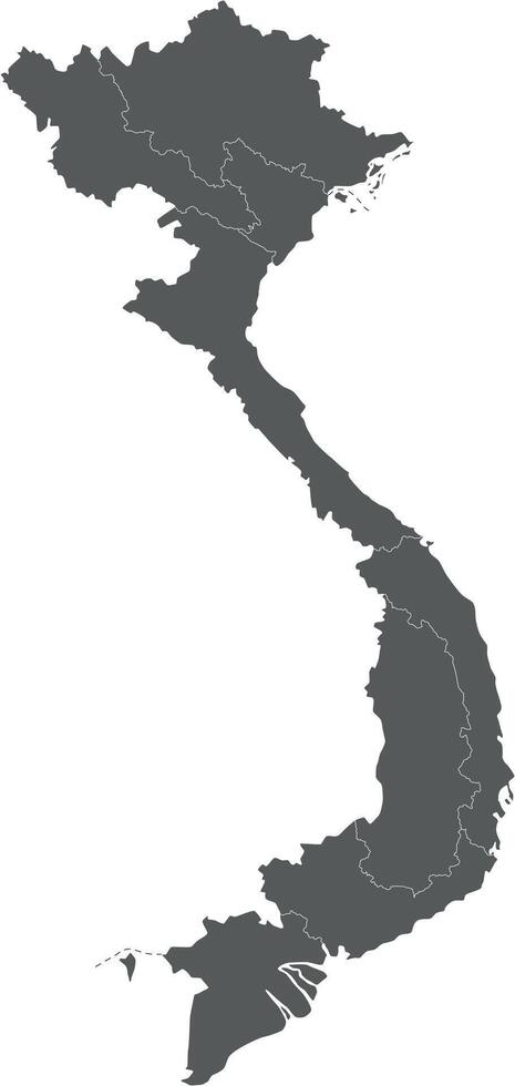 blank map of Vietnam with regions or territories and administrative divisions. Editable and clearly labeled layers. vector