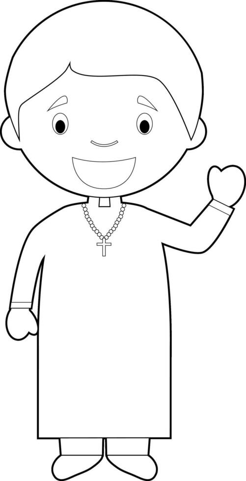 Easy coloring cartoon illustration of a priest. vector
