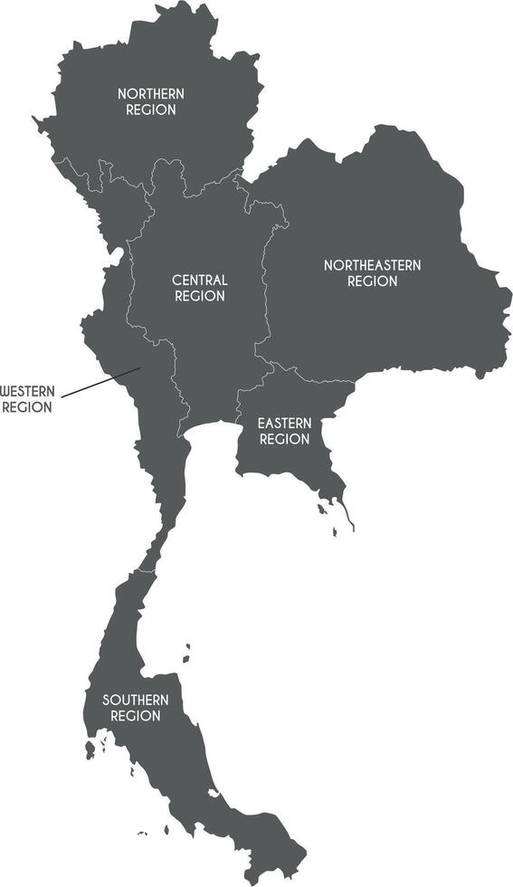 map of Thailand with regions or territories and administrative divisions. Editable and clearly labeled layers. vector