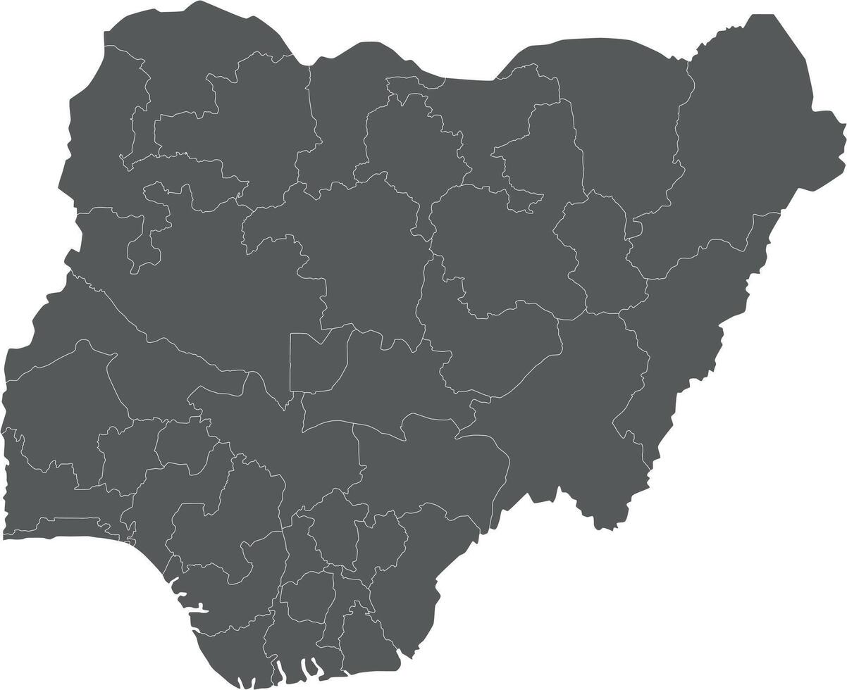 regional blank map of Nigeria with states and administrative divisions. Editable and clearly labeled layers. vector