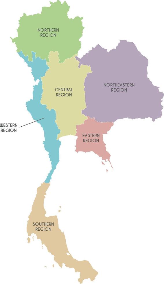 map of Thailand with regions or territories and administrative divisions. Editable and clearly labeled layers. vector