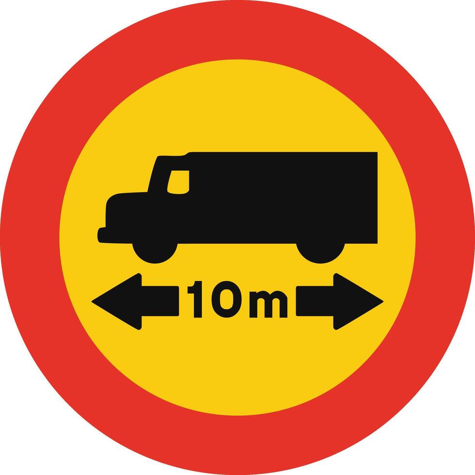 Rounded traffic signal in yellow and red, isolated on white background. Temporary entry prohibited for vehicles with higher length than indicated vector