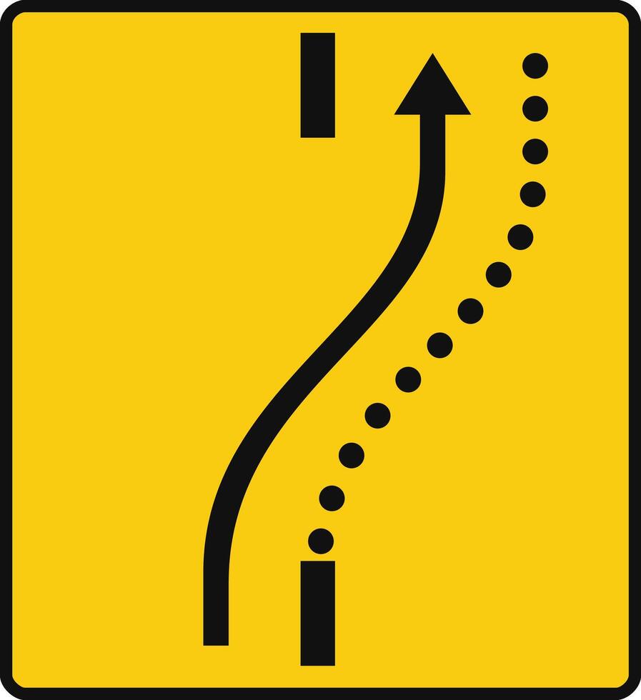 Rectangular traffic signal in yellow and black, isolated on white background. Temporary detour of a lane on the opposite road vector