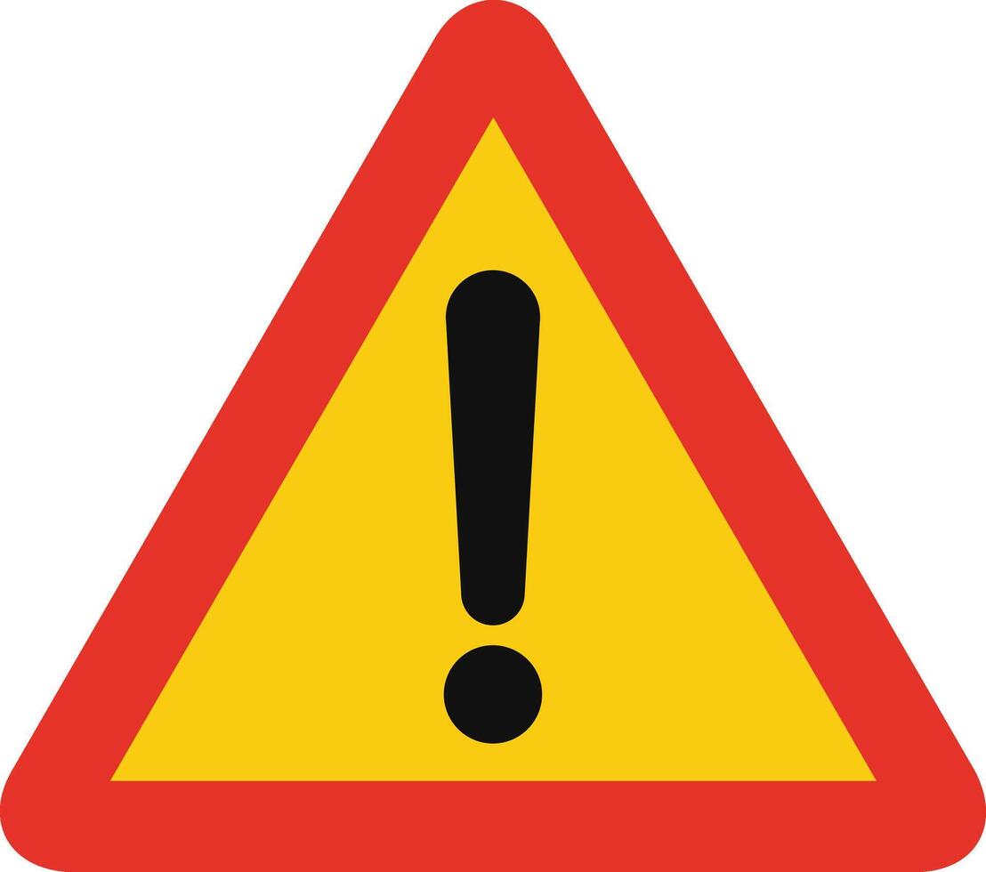 Triangular traffic signal in yellow and red, isolated on white background. Other temporary warnings vector