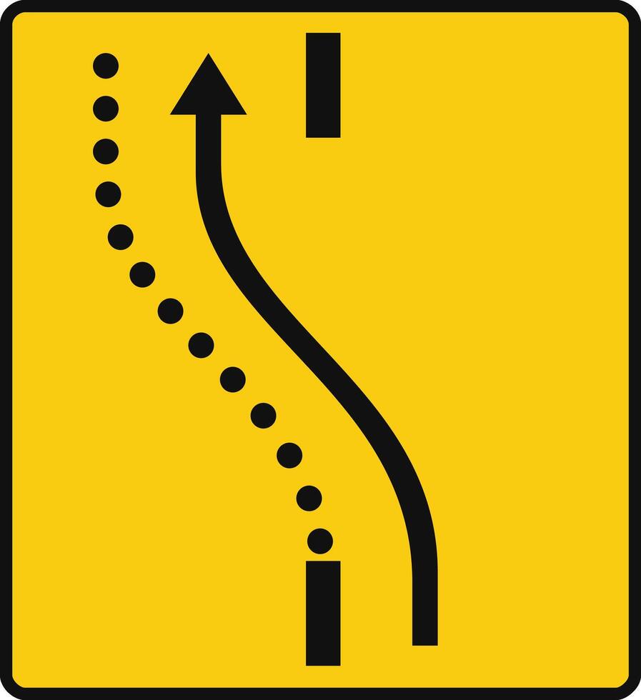 Rectangular traffic signal in yellow and black, isolated on white background. Temporary detour of a lane on the opposite road vector