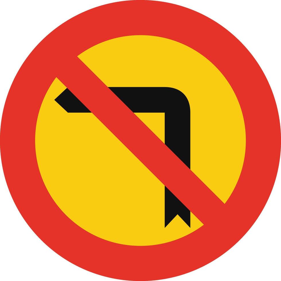 Rounded traffic signal in yellow and red, isolated on white background. Temporary left turn prohibited vector