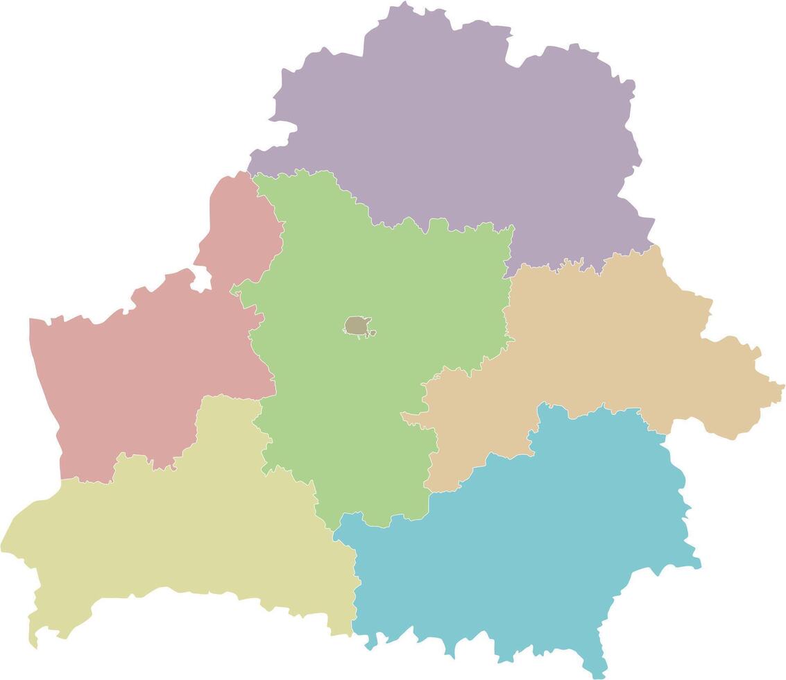 blank map of Belarus with regions or oblasts and administrative divisions. Editable and clearly labeled layers. vector