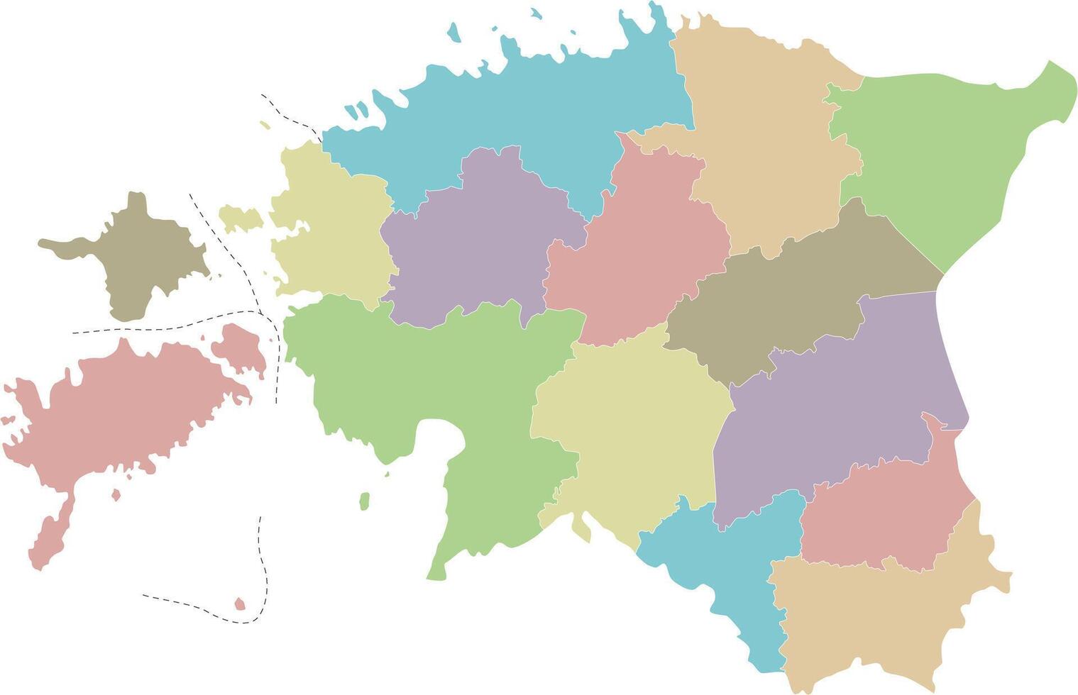 regional blank map of Estonia with counties and administrative divisions. Editable and clearly labeled layers. vector