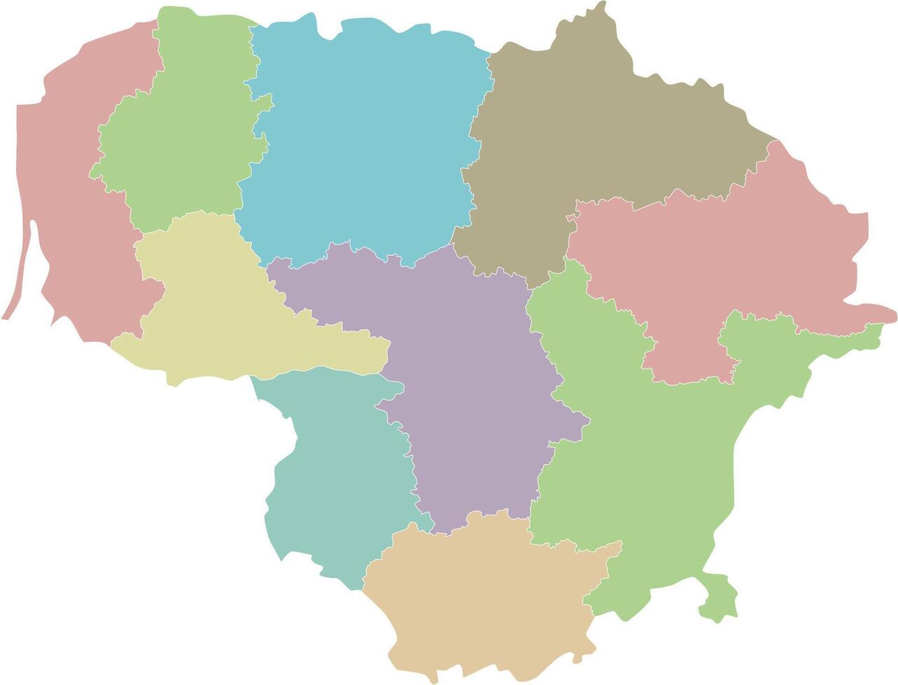 regional blank map of Lithuania with counties and administrative divisions. Editable and clearly labeled layers. vector