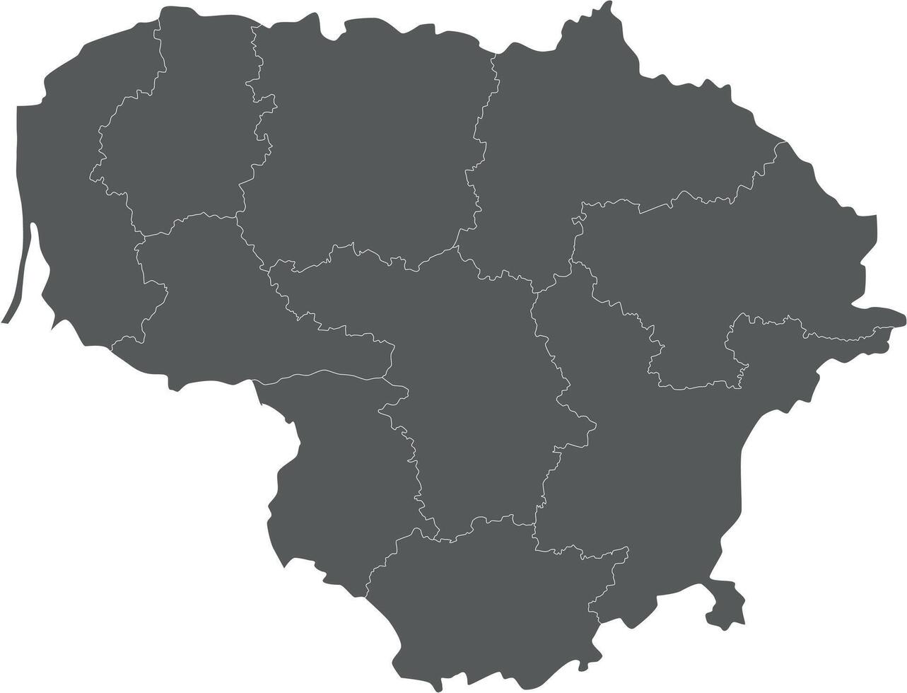 regional blank map of Lithuania with counties and administrative divisions. Editable and clearly labeled layers. vector