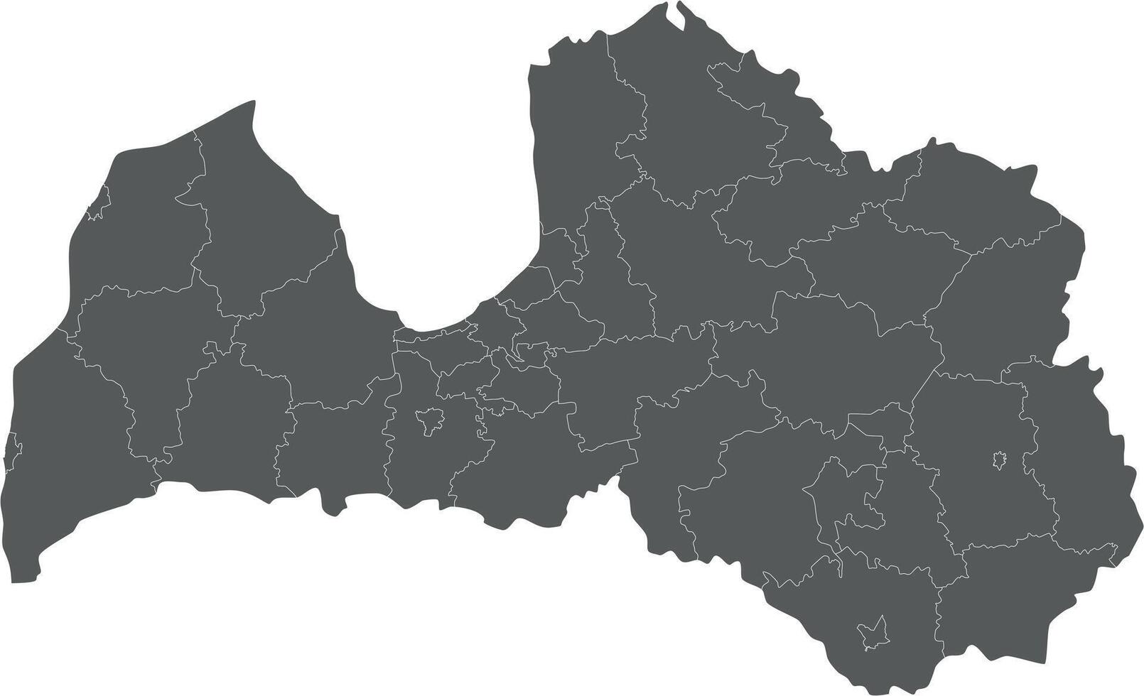 regional blank map of Latvia with state cities and municipalities, and administrative divisions. Editable and clearly labeled layers. vector