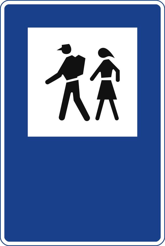 Rectangular traffic signal in blue and white, isolated on white background. Start of excursions on foot vector