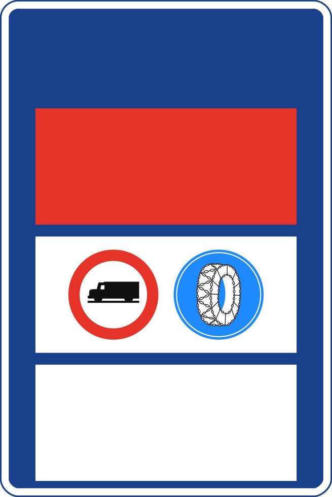 Rectangular traffic signal in blue and white, isolated on white background. Passability in mountain pass vector