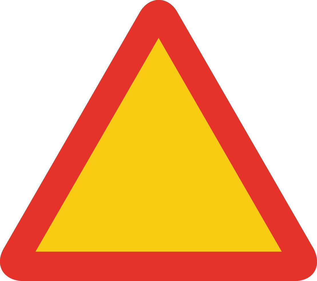 Triangular traffic signal in yellow and red, isolated on white background. Temporary warning signal vector