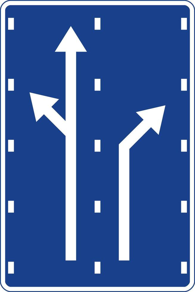 Rectangular traffic signal in blue and white, isolated on white background. Lanes signaling vector