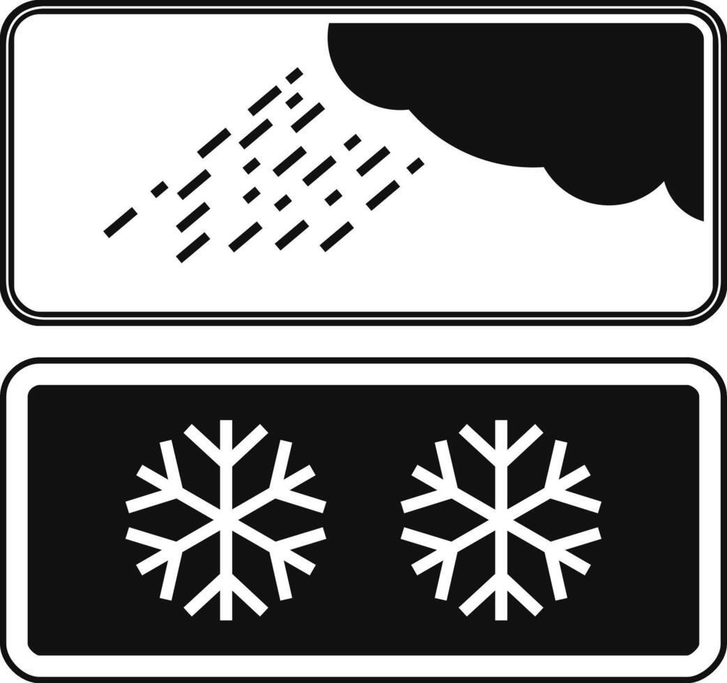 Rectangular complementary panels with snow and rain icons, isolated on white background. vector