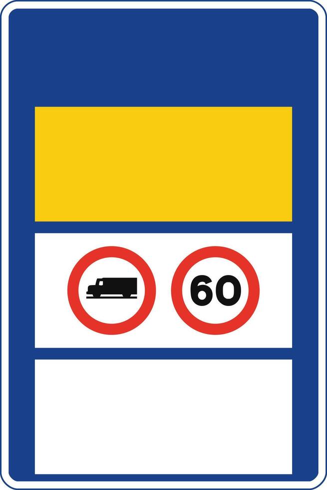 Rectangular traffic signal in blue and white, isolated on white background. Passability in mountain pass vector