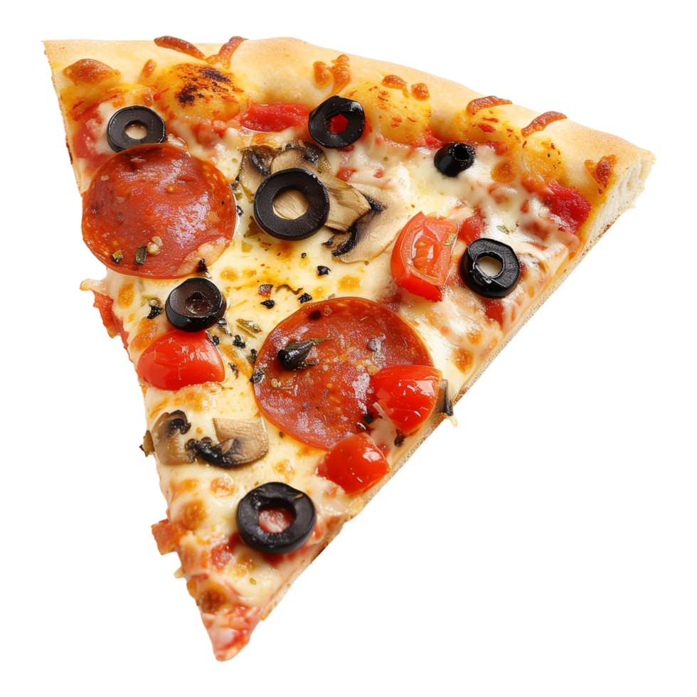 Delicious Pepperoni Pizza Slice with Toppings on Transparent Background png