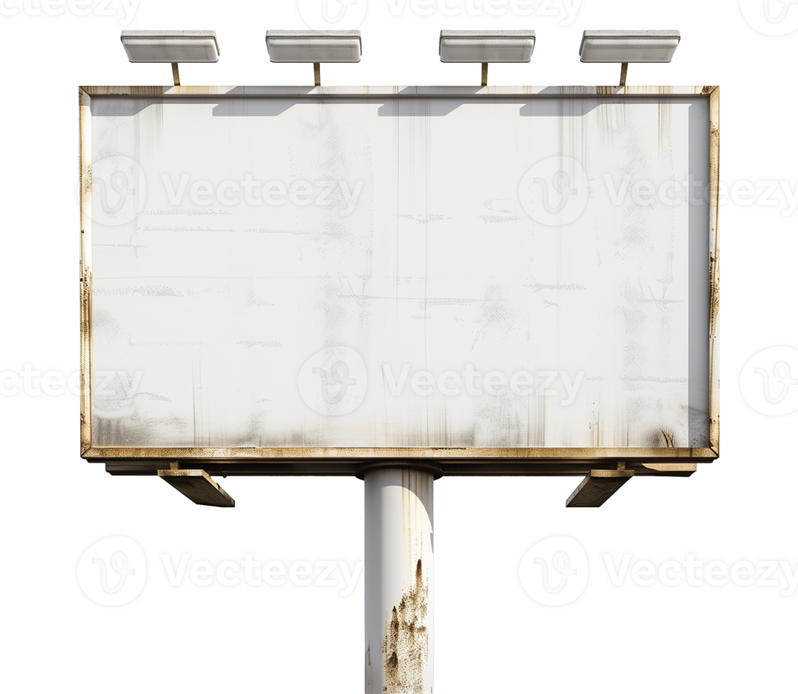 3D Billboard Mockup on Transparent Background with Rusty Frame png