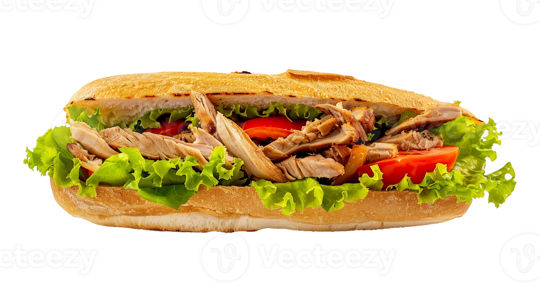 Delicious Chicken Sandwich with Lettuce and Tomato on Transparent Background png