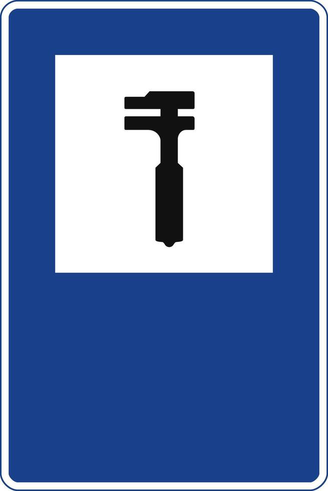 Rectangular traffic signal in blue and white, isolated on white background. Car repair workshop vector