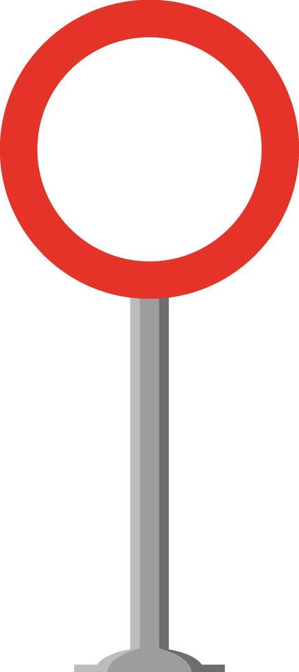 Rounded traffic signal in white and red, with stick and isolated on white background. Circulation prohibited vector
