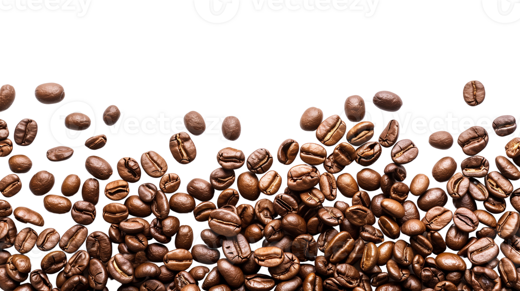 Roasted Coffee Beans Scattered on Transparent Background png