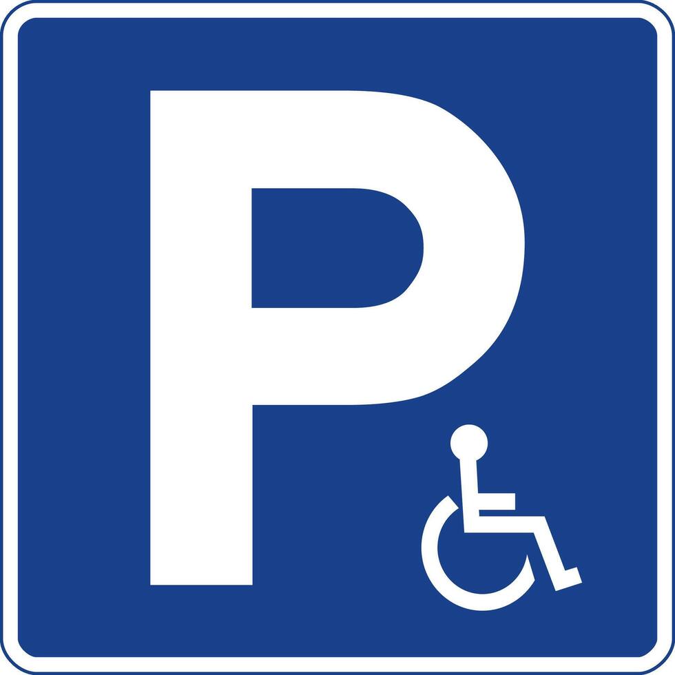 Square traffic signal in blue and white, isolated on white background. Disabled parking area vector