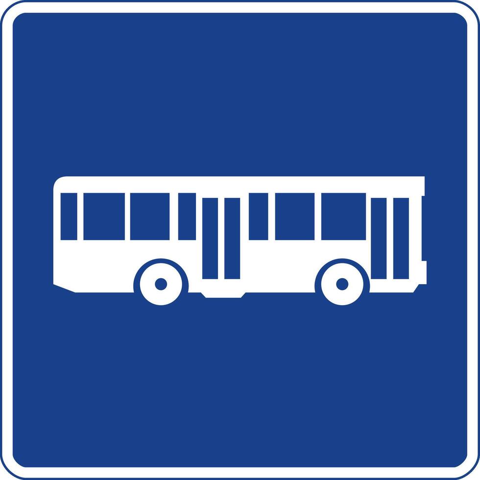Square traffic signal in blue and white, isolated on white background. Lane reserved for buses vector