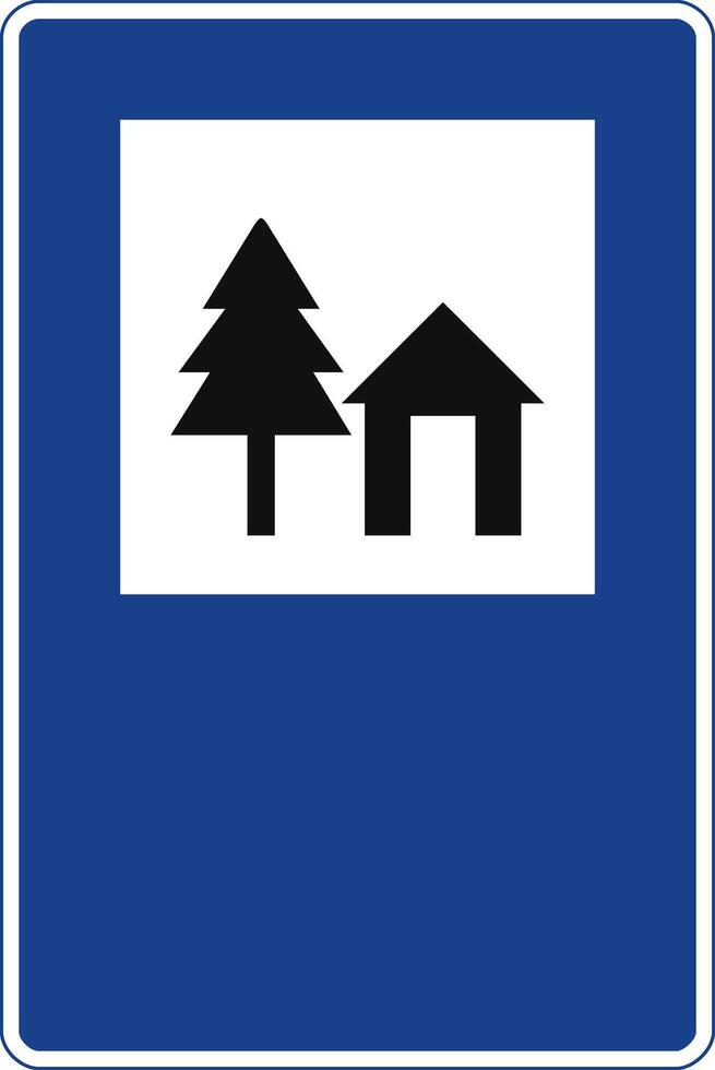 Rectangular traffic signal in blue and white, isolated on white background. Youth hostel vector