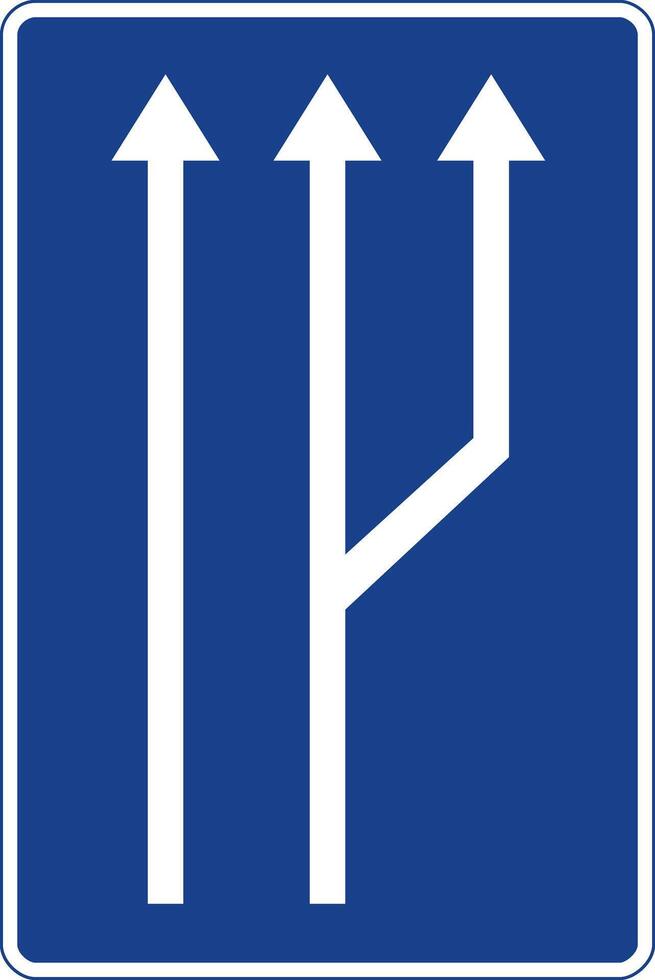 Rectangular traffic signal in blue and white, isolated on white background. Passage from two to three traffic lanes vector