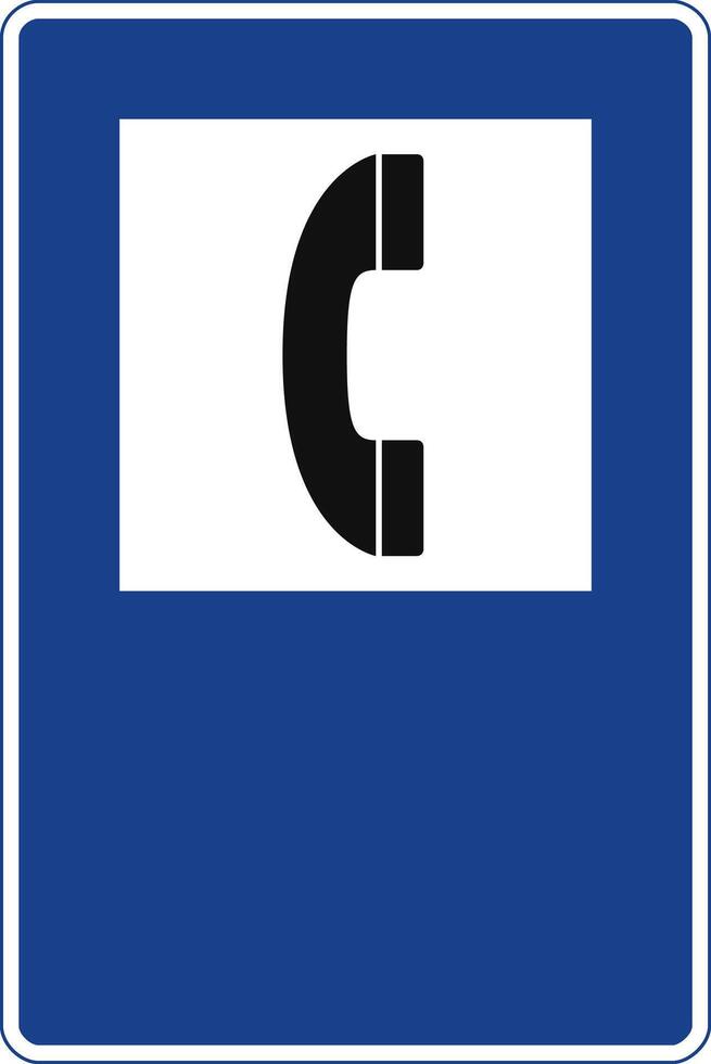 Rectangular traffic signal in blue and white, isolated on white background. Telephone vector