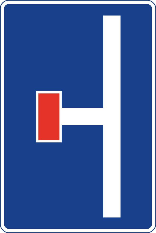 Rectangular traffic signal in blue and white, isolated on white background. Dead end road vector