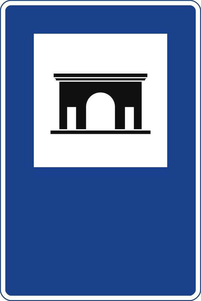 Rectangular traffic signal in blue and white, isolated on white background. Monument vector