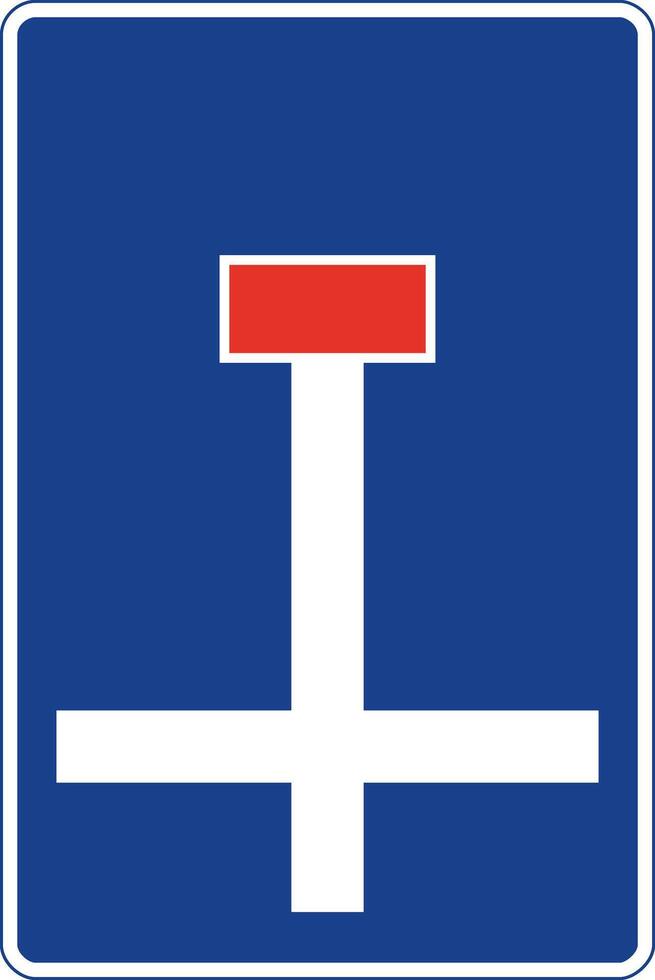 Rectangular traffic signal in blue and white, isolated on white background. Dead end road vector